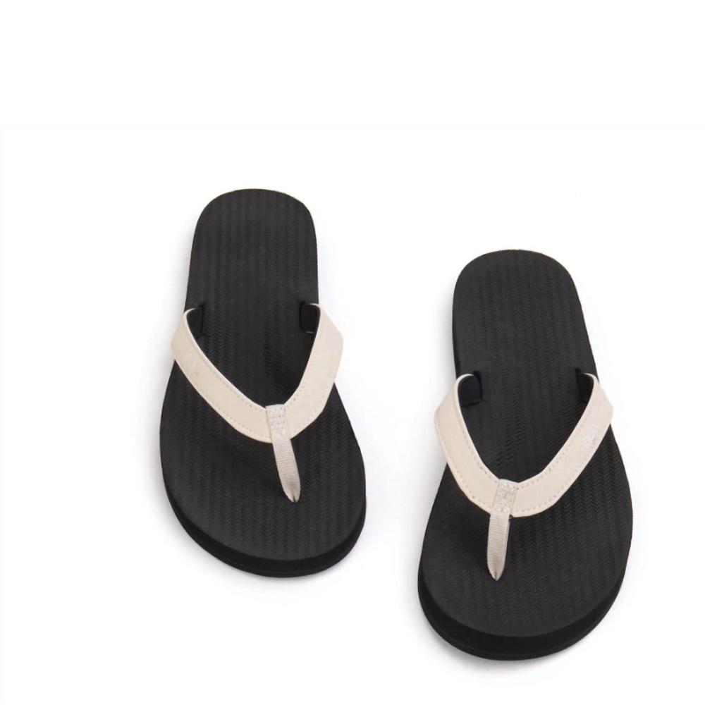 NEW INDOSOLE women color combo flip flops in black/sea salt